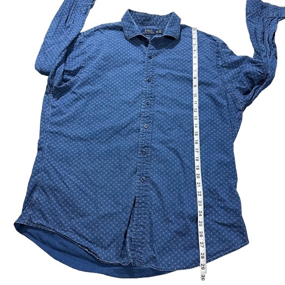 Polo Ralph Lauren Slim Men Blue Geometric Dot Print Long Sleeve Button Up Sz XXL - Picture 11 of 11